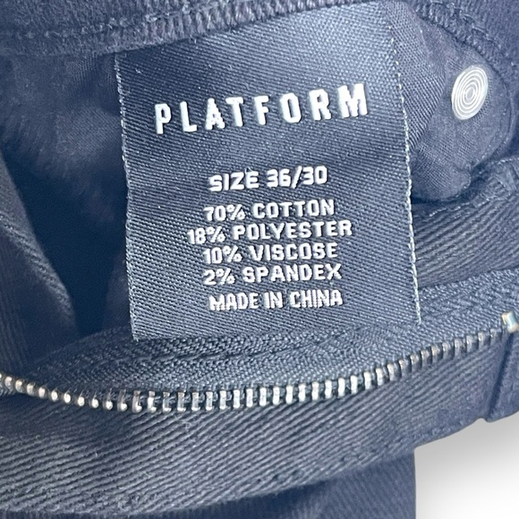 Platform Men’s Jeans 36/30 Modern Classic Slim Stretch Black Denim Ripped Knees - Picture 10 of 11